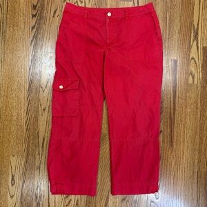 LRL Red Cargo Utility Cropped Pants